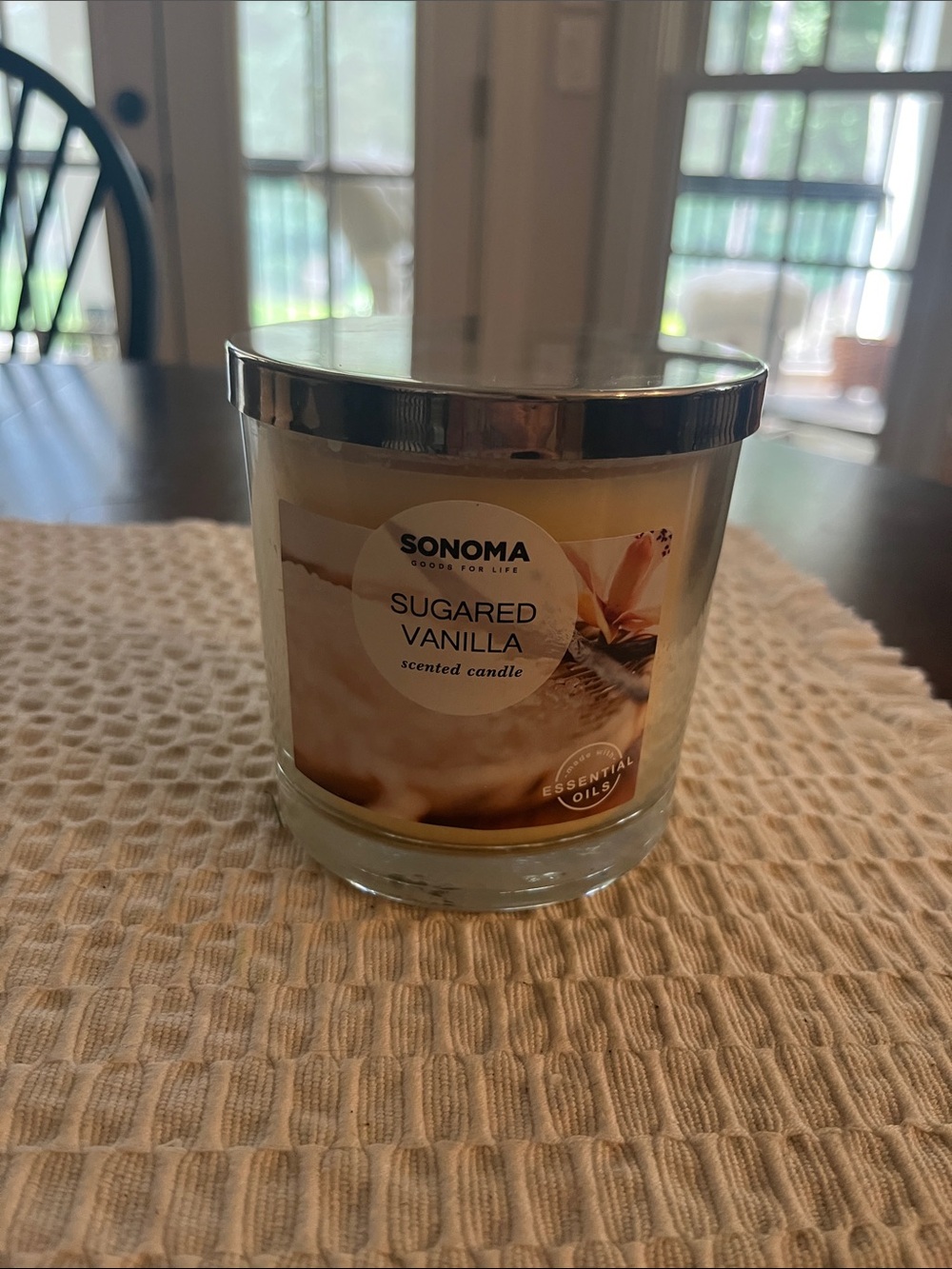 Sonoma Sugared Vanilla Candle in Cream with Silver Lid